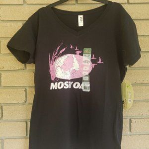 Black Mossy Oak V Neck Womens T-Shirt Size: Medium